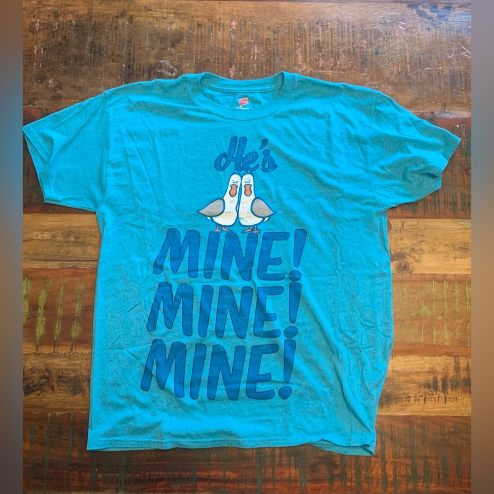 Disney Women Top Medium Blue T-Shirt Seagull He’s Mine Nemo universal summer